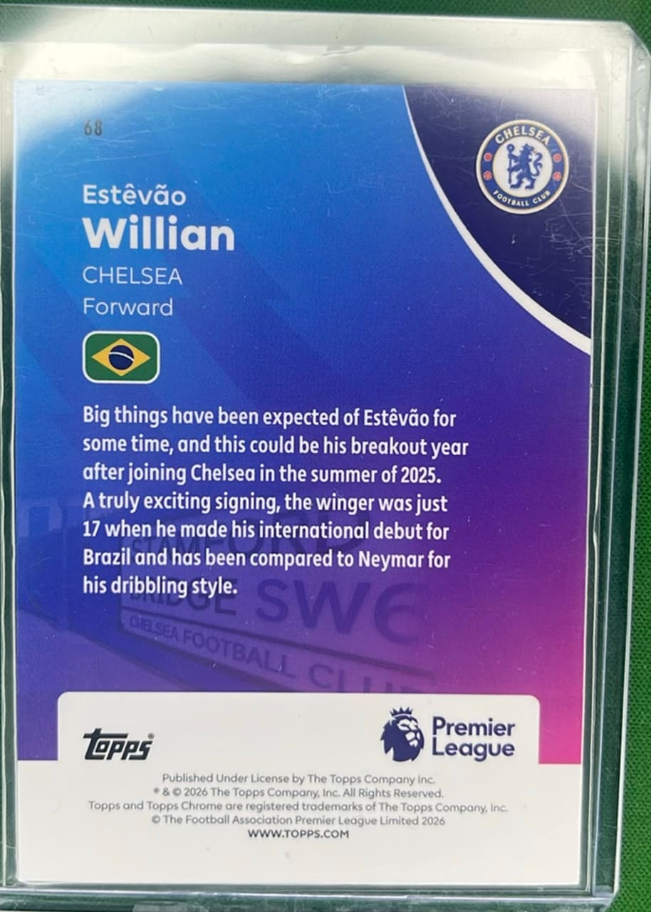 ESTEVAO WILLIAM ROOKIE /199 TOPPS CHROME PREMIER 2026, foto 2