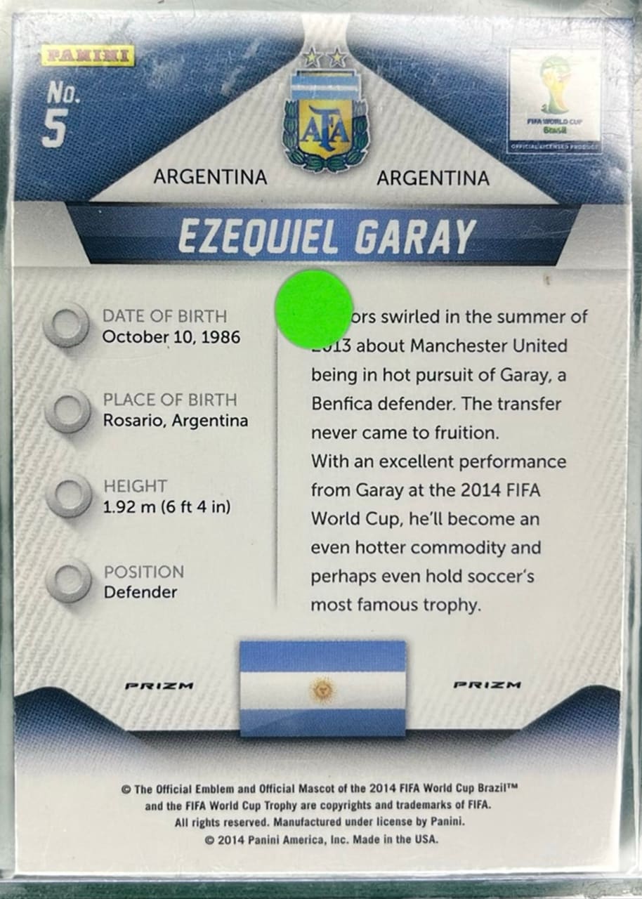 EZEQUIEL GARAY PANINI PRIZM WC 2014, foto 2