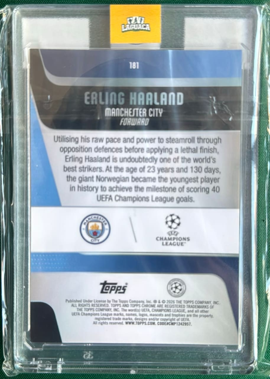 2025 Topps Chrome UEFA Champions League Erling Haaland · Numerada 49/50, foto 2