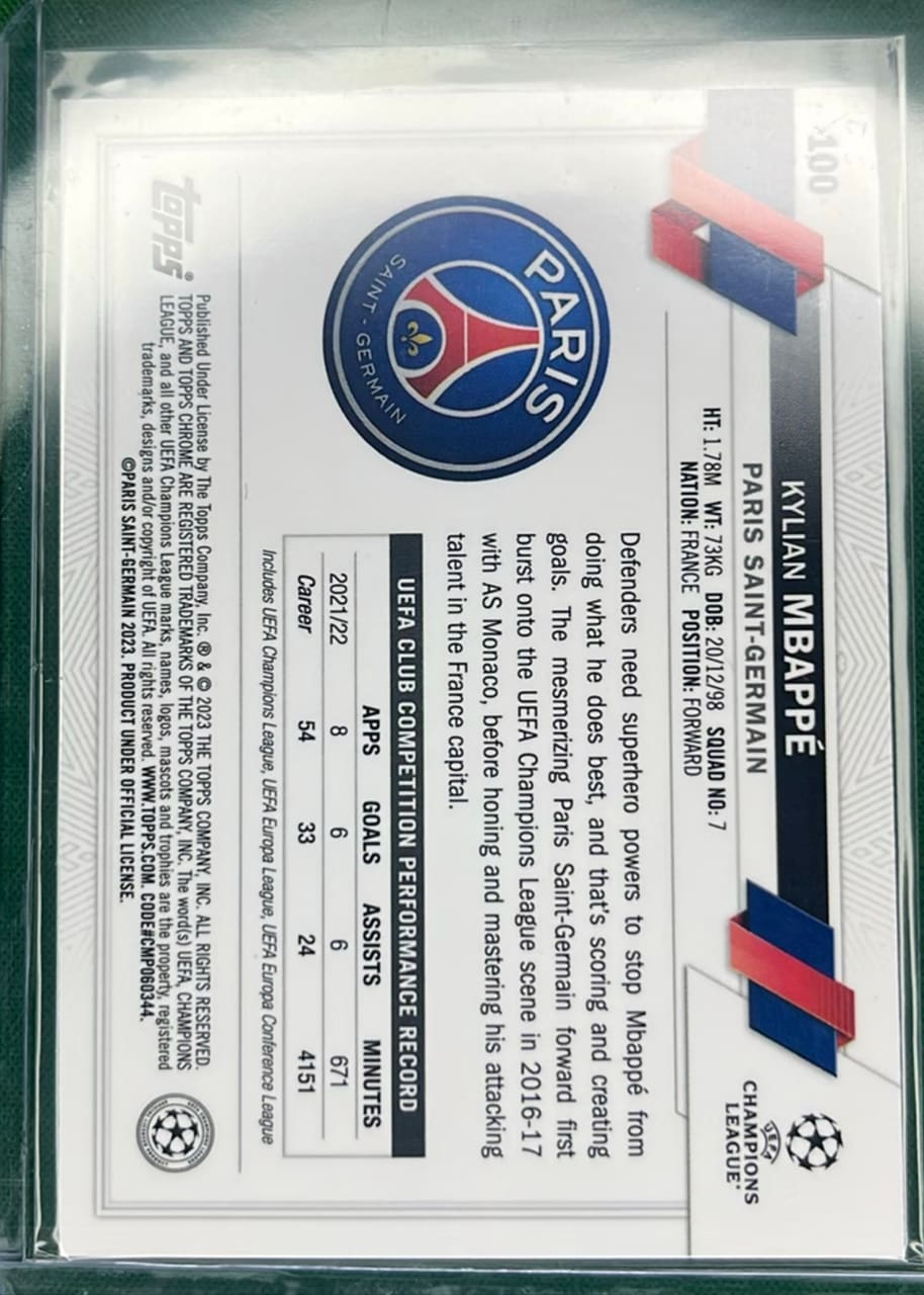 KYLIAN MBAPPE TOPPS CHROME UEFA 23 24, foto 2