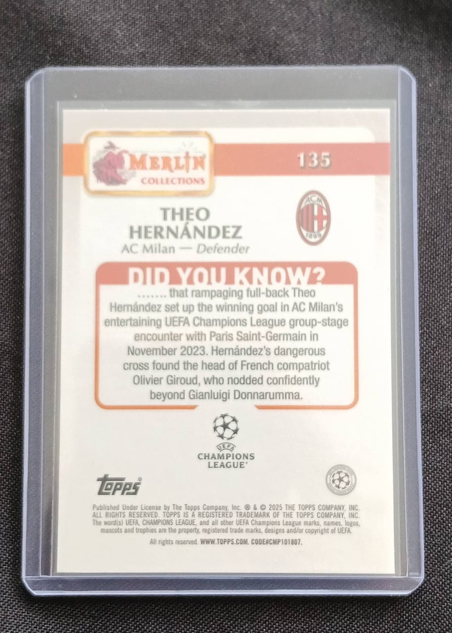 2025 Topps Merlin Collections Theo Hernández, foto 2
