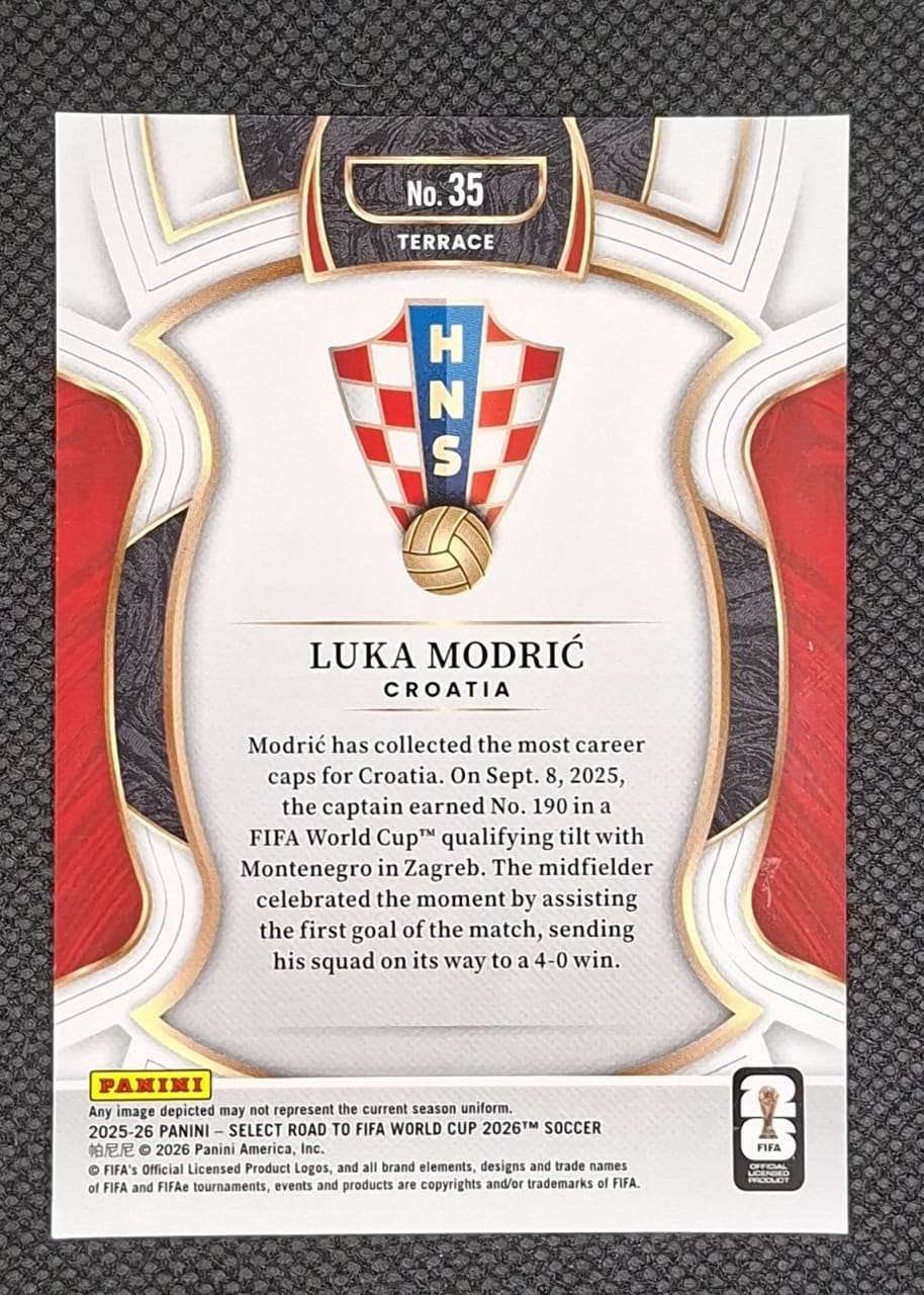 2025-26 Panini Select Road to FIFA World Cup 2026 Soccer Luka Modrić, foto 2
