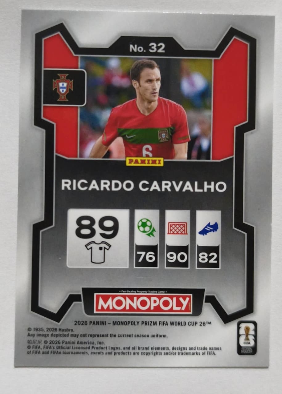 2026 Panini Monopoly Prizm FIFA World Cup 26 Ricardo Carvalho, foto 2