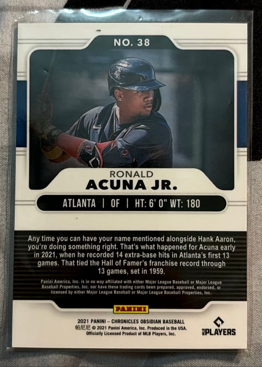 2021 Panini Chronicles Obsidian Baseball Ronald Acuña Jr., foto 2