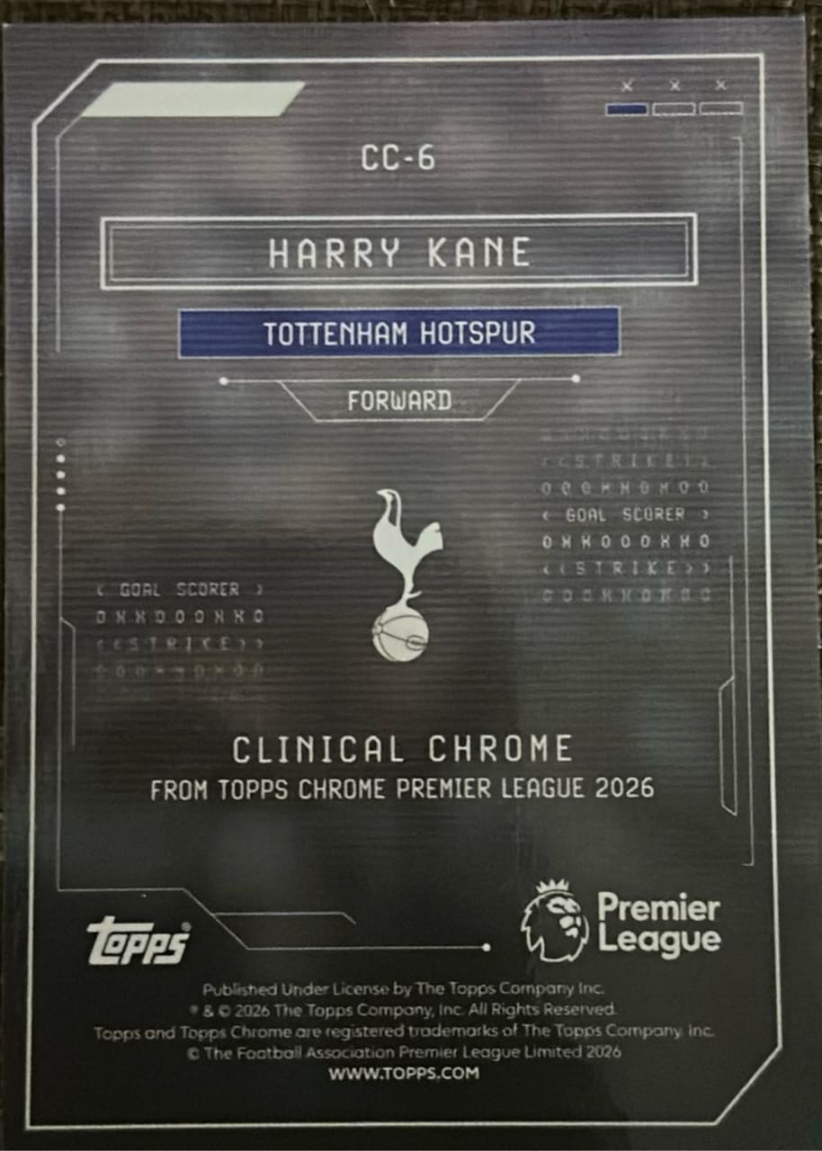 2026 Topps Chrome Premier League Harry Kane, foto 2