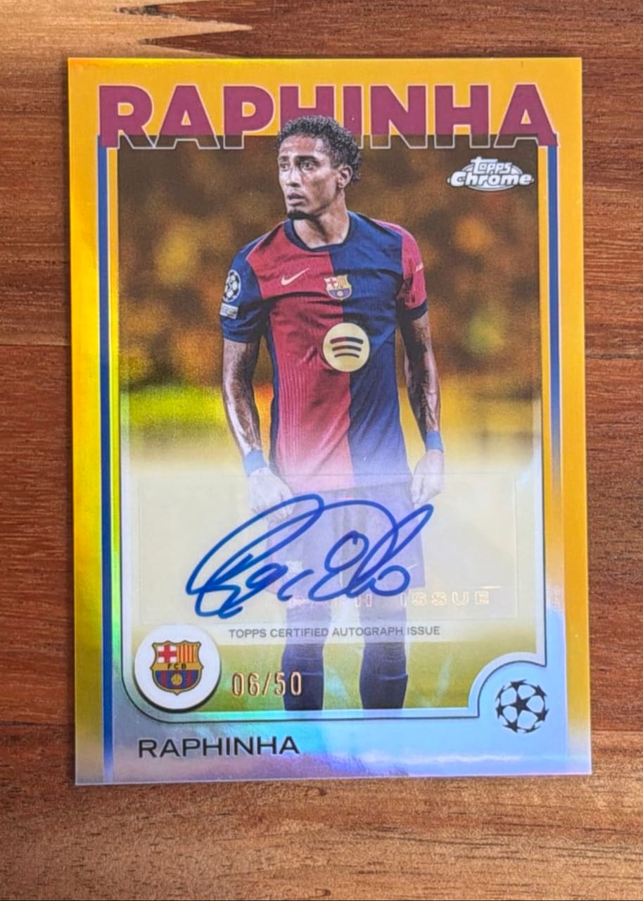 2024-25 Topps Chrome Base Autograph Raphinha · Numerada 06/50