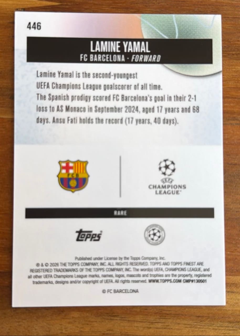 2025 Topps Finest UEFA Champions League Lamine Yamal, foto 2