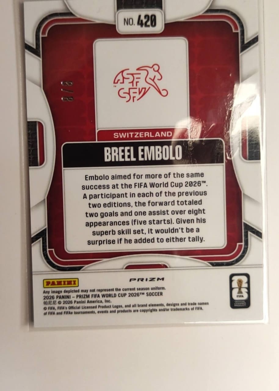 JOYA DE COLECCIÓN /8 Carta Breel Embolo - Panini Prizm FIFA World Cup 2026 - Gold Power 8/8, foto 2