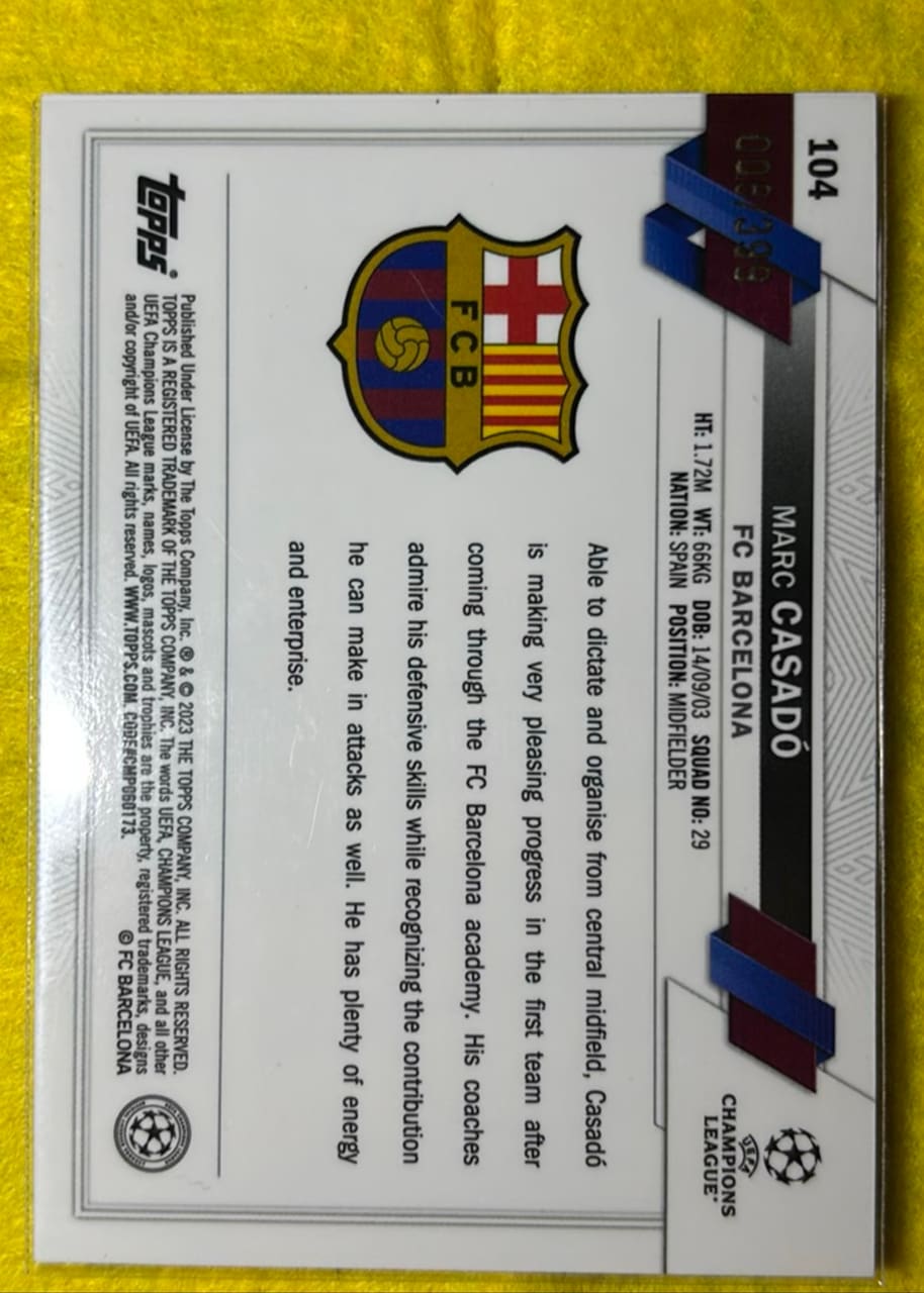 2023 Topps Chrome UEFA Champions League Marc Casadó /399, foto 2