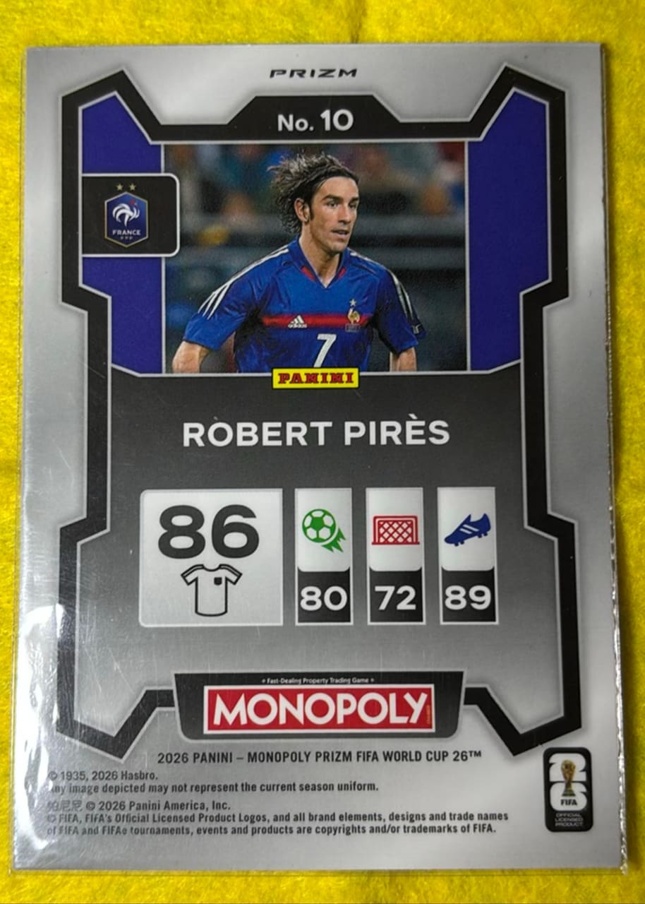 2026 Panini Monopoly Prizm FIFA World Cup Robert Pirès, foto 2