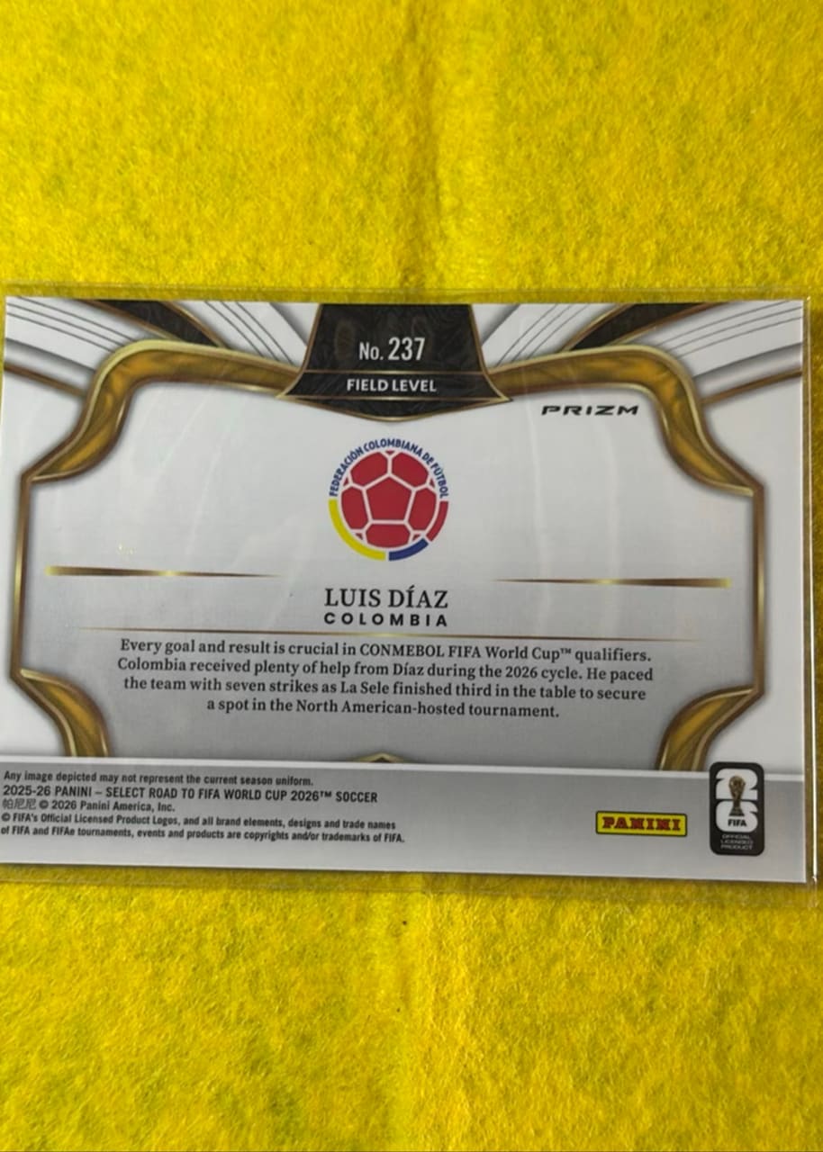 2025-26 Panini Select Road to FIFA World Cup 2026 Soccer Luis Díaz, foto 2