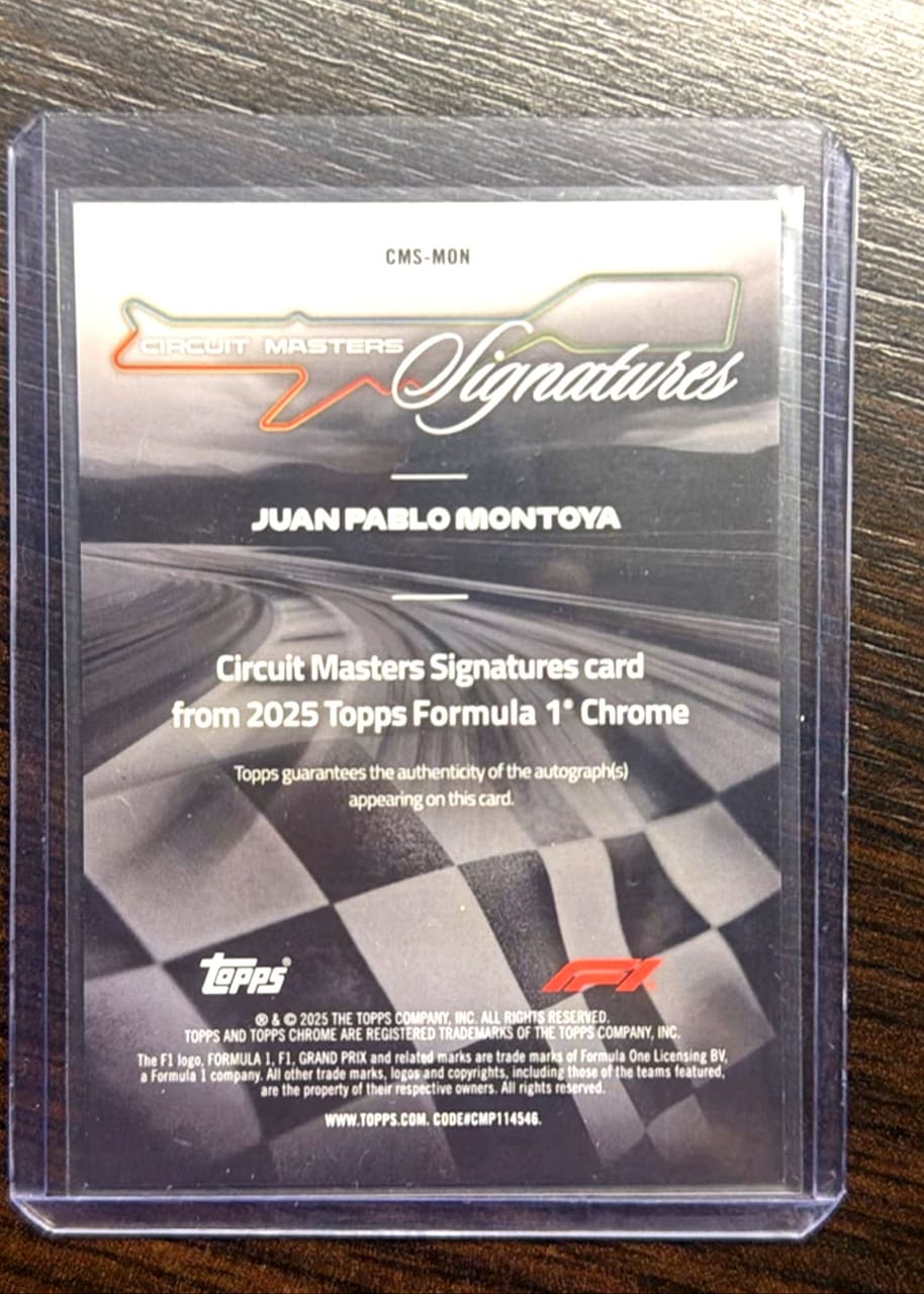 2025 Topps Formula 1 Chrome Juan Pablo Montoya firma, foto 2