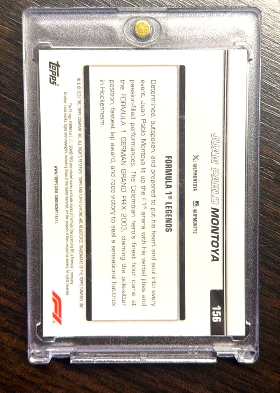 2024 Topps Chrome F1 75 Juan Pablo Montoya, foto 2