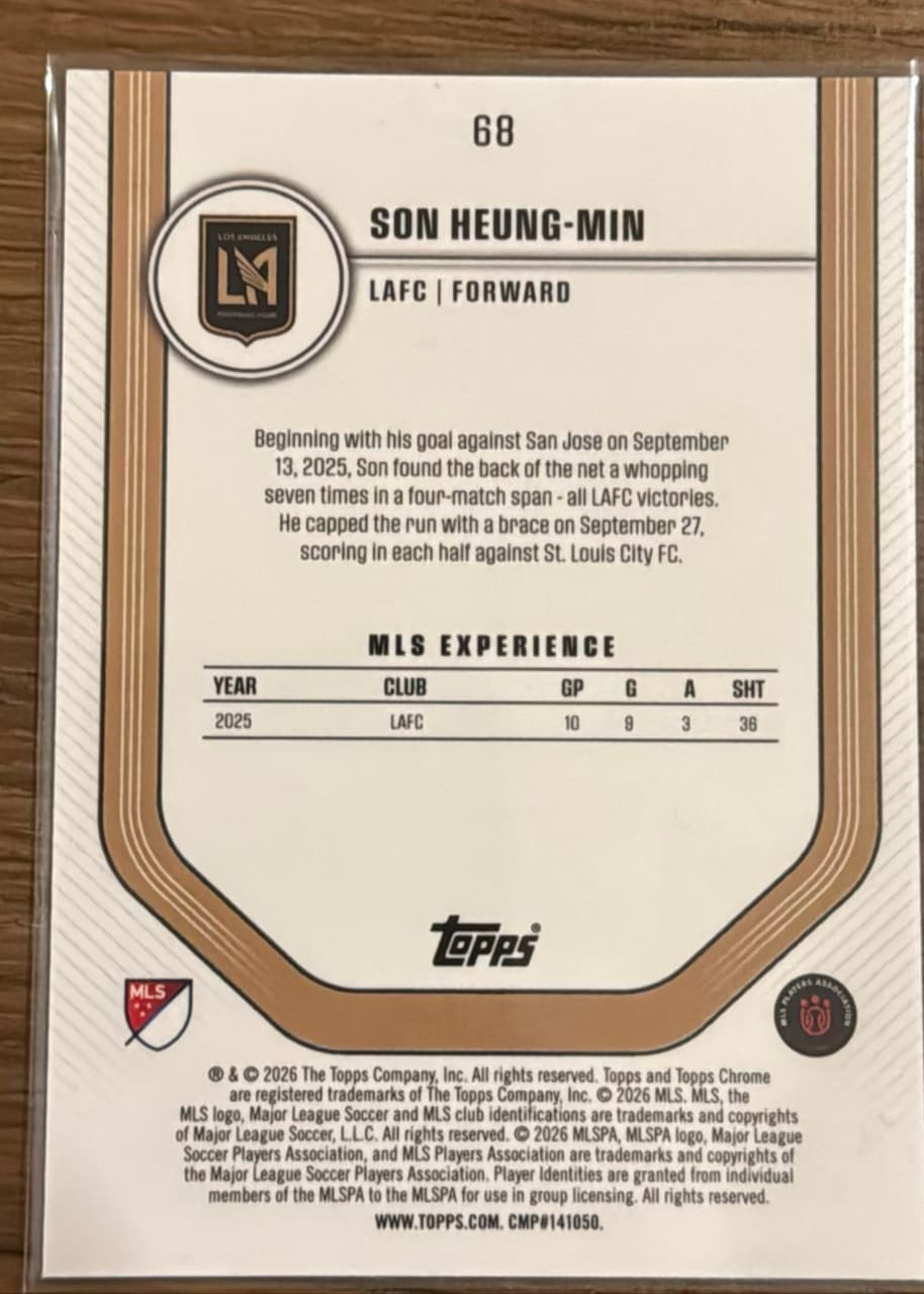 2026 Topps Chrome MLS Son Heung-Min · Numerada 07/75, foto 2