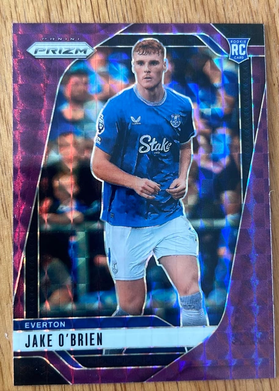 Jake O'Brien 2024-25 Panini Prizm Premier League Purple /249 RC #232 Everton