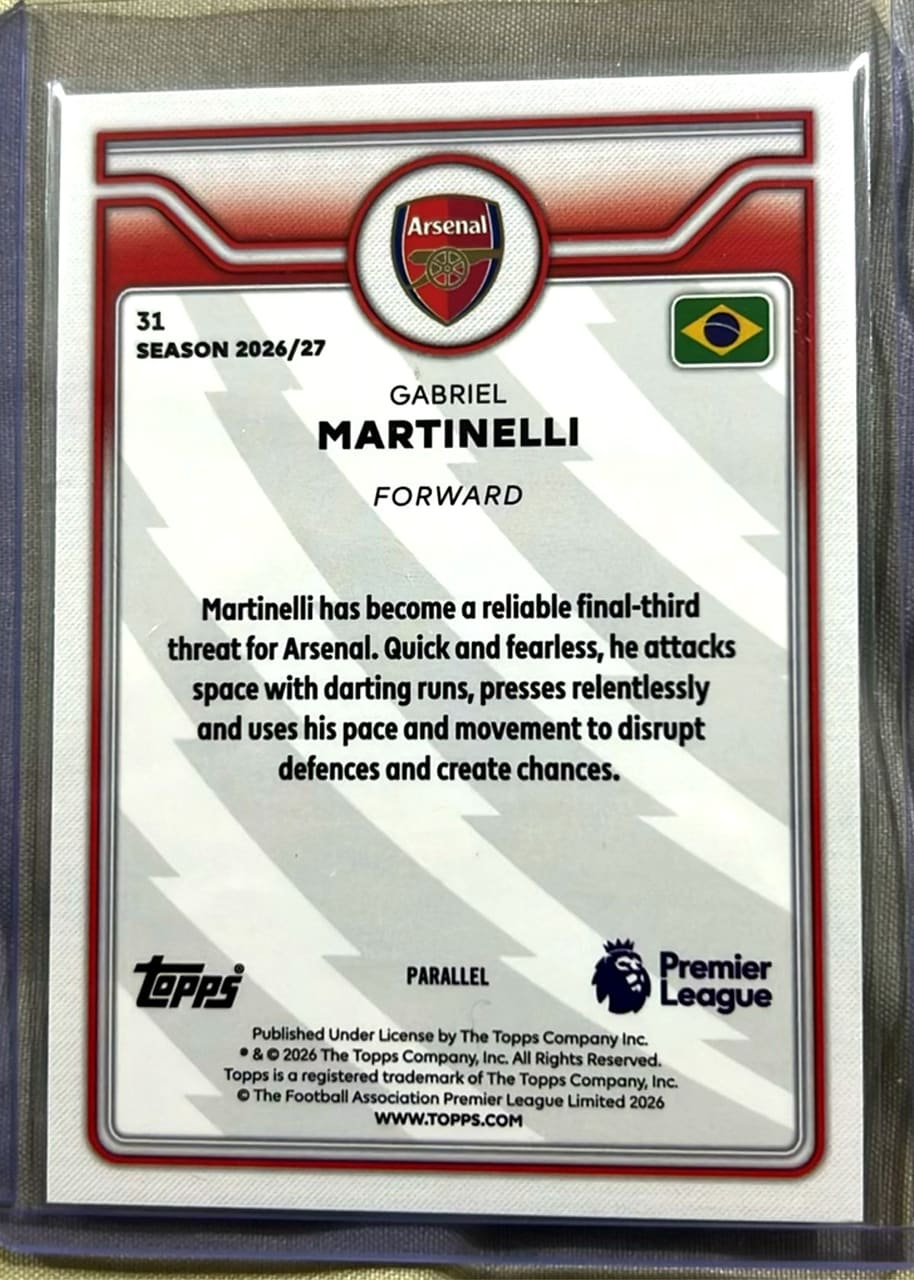 2026-27 Topps Premier League Gabriel Martinelli, foto 2