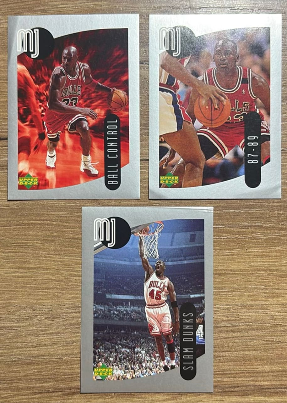 Set Lote de 3 Stickers Michael Jordan Chicago Bulls - Upper Deck Hardcourt "MJ" 1998