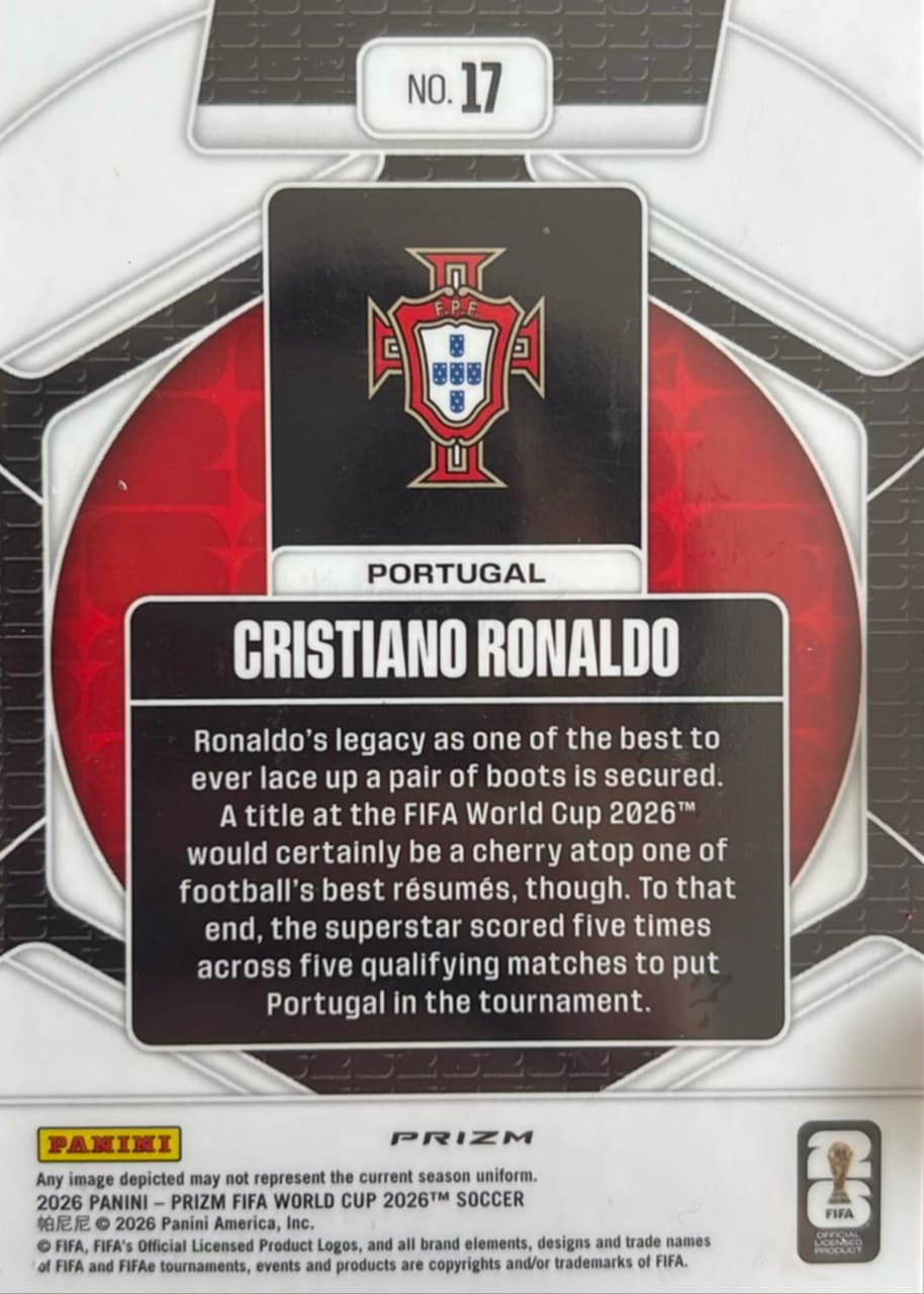 2026 Panini Prizm FIFA World Cup Soccer Cristiano Ronaldo Portugal, foto 2