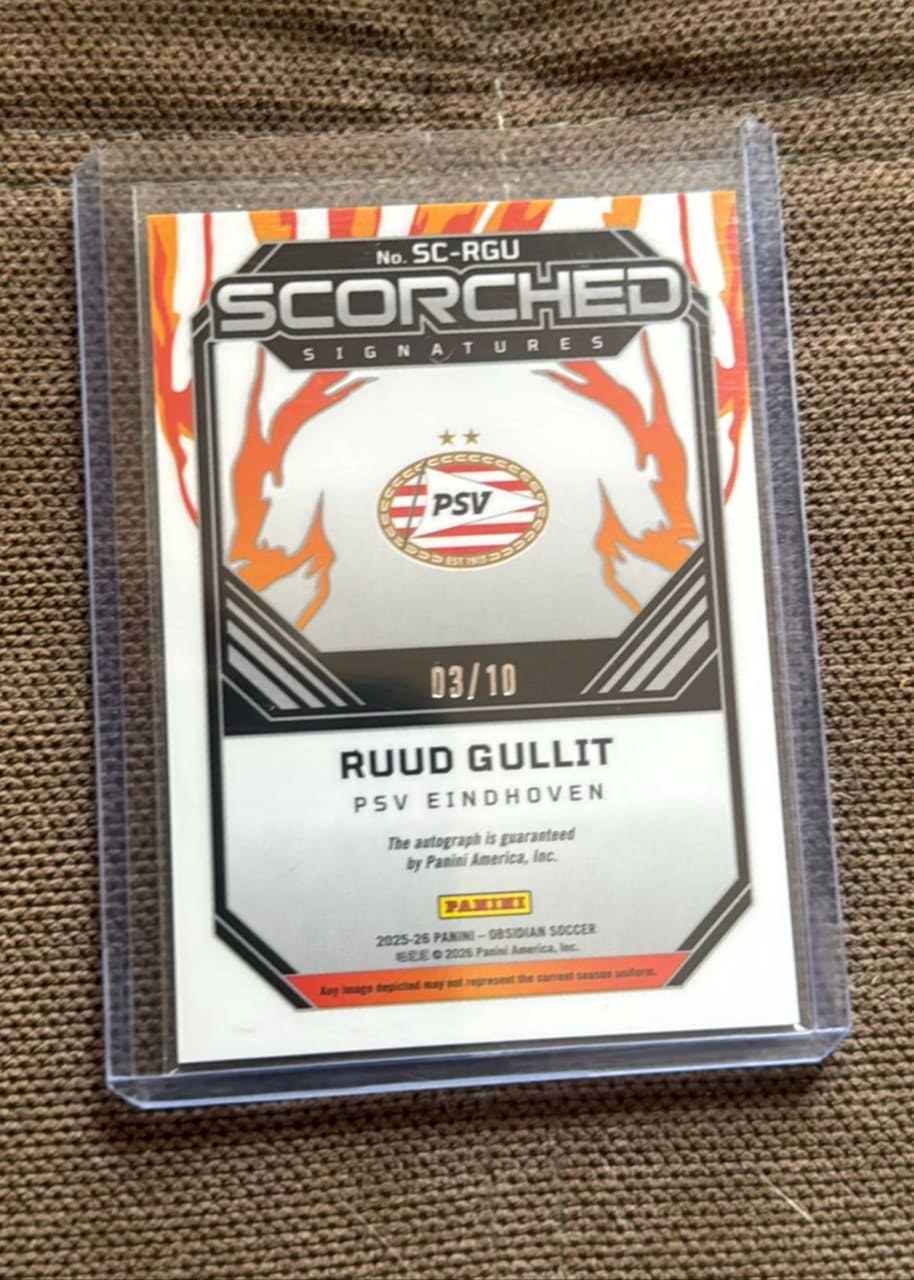 2022-23 Panini Obsidian Scorched Signatures Ruud Gullit · Numerada 03/10, foto 2