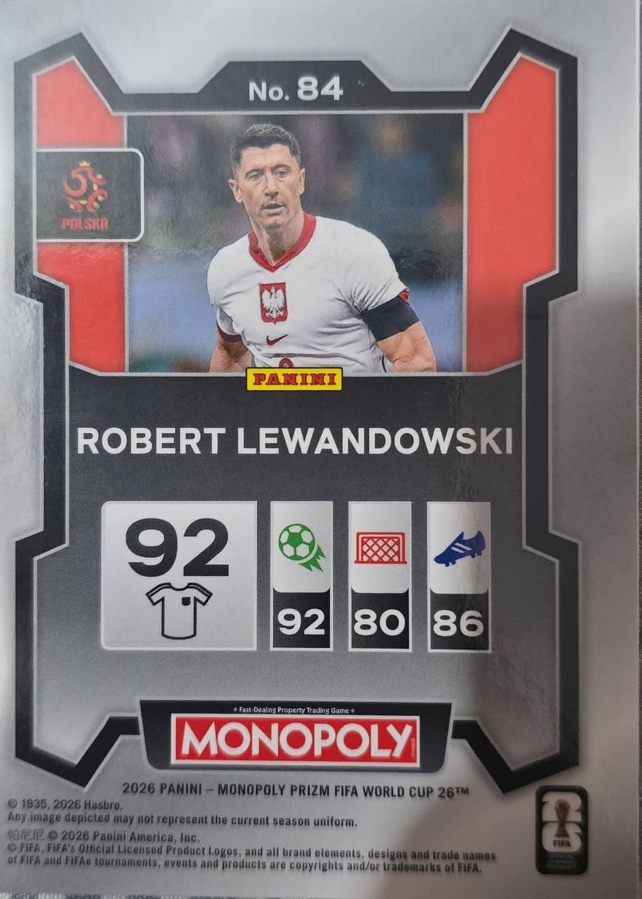 2026 Panini Monopoly Prizm FIFA World Cup 26 Robert Lewandowski, foto 2