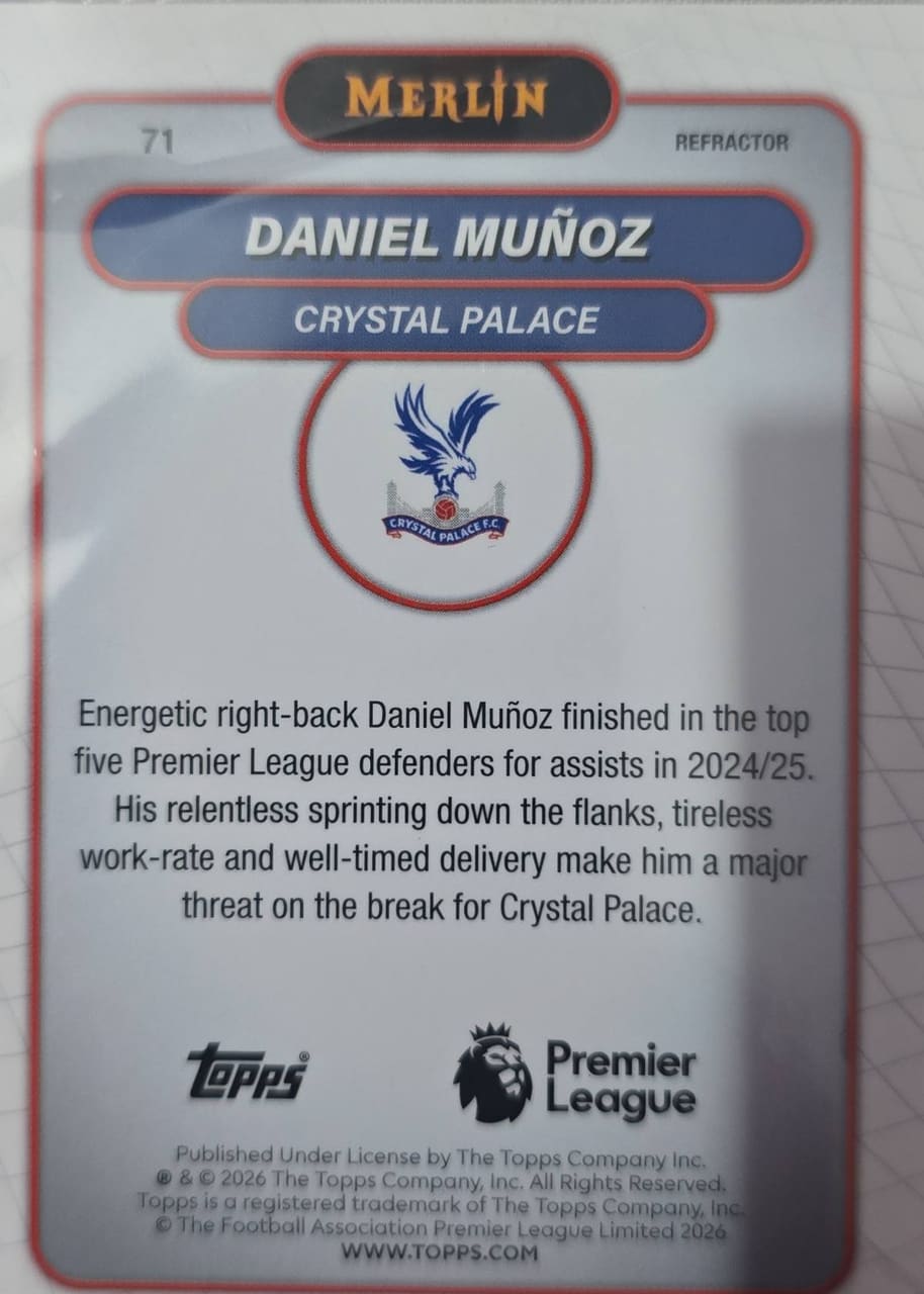 2024-25 Topps Merlin Premier League Daniel Muñoz, foto 2