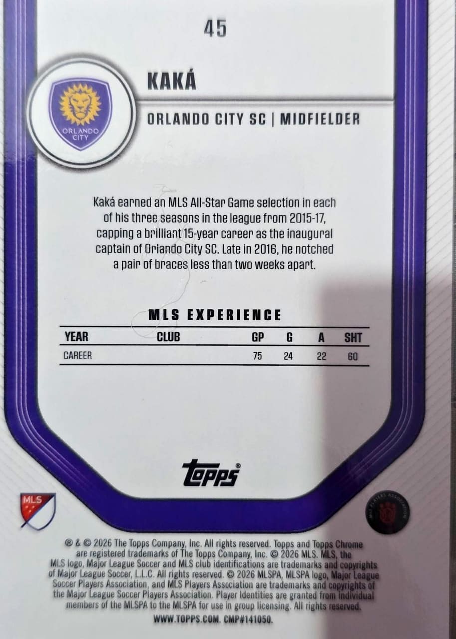 2026 Topps Chrome MLS Kakà, foto 2