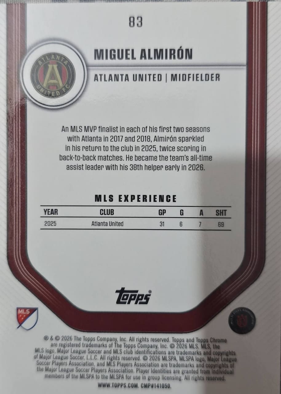 2025 Topps Chrome MLS Miguel Almirón, foto 2