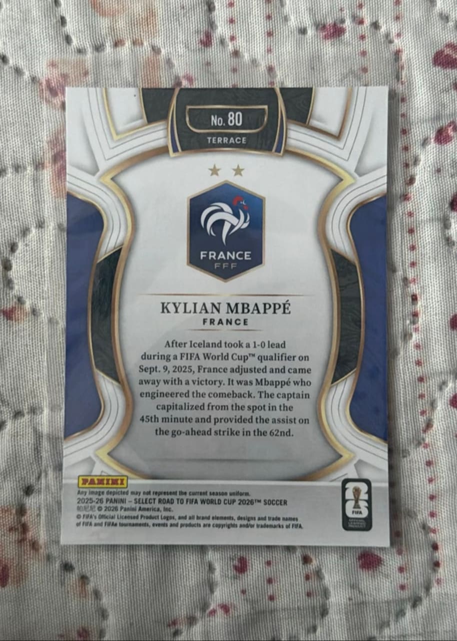 2025-26 Panini Select Road to FIFA World Cup 2026 Soccer Kylian Mbappé, foto 2