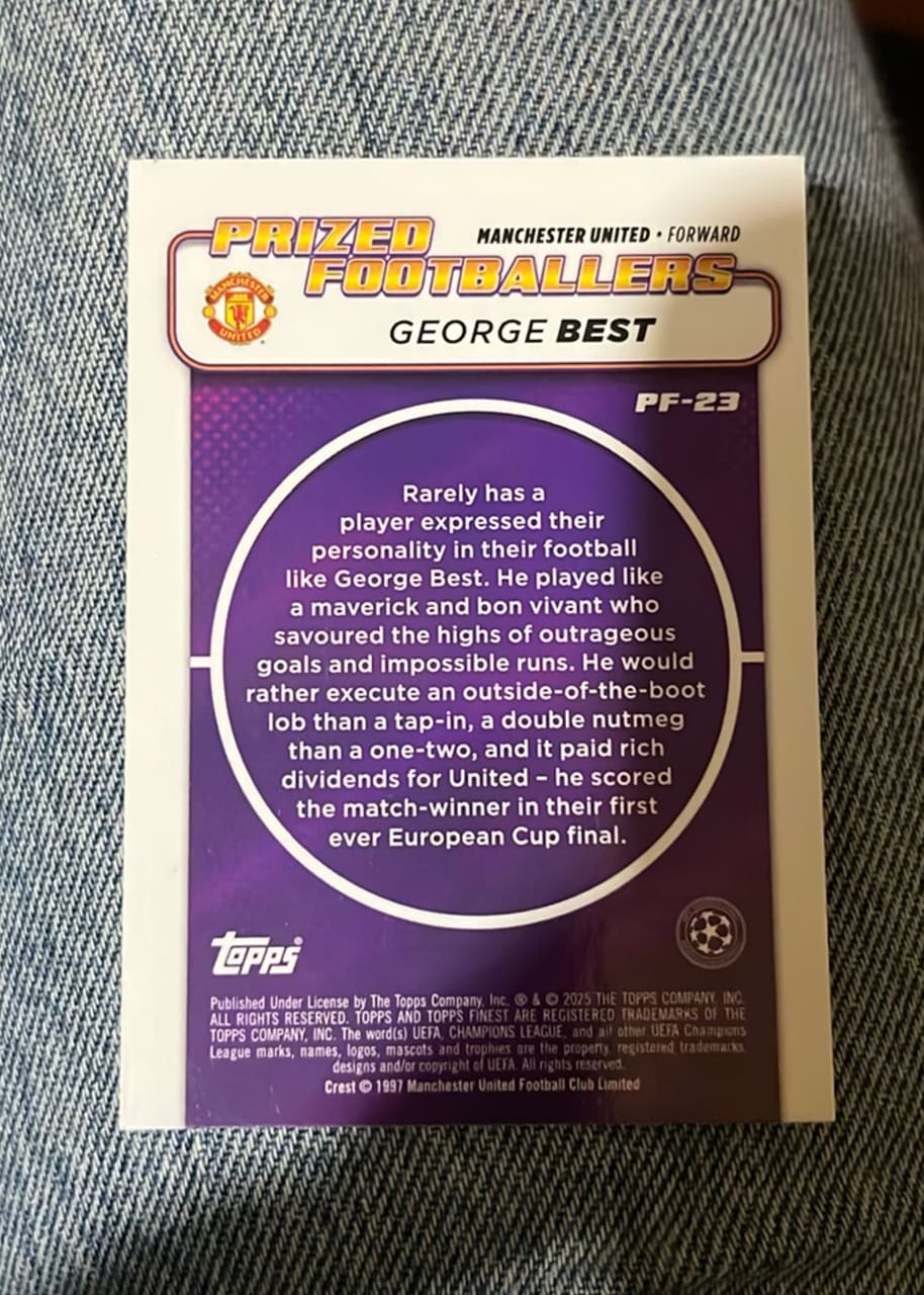 2025 Topps Finest Prized Footballers George Best, foto 2