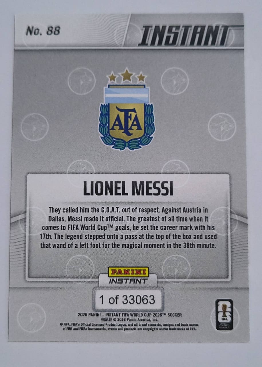 2026 Panini Instant FIFA World Cup 2026 Soccer Lionel Messi, foto 2