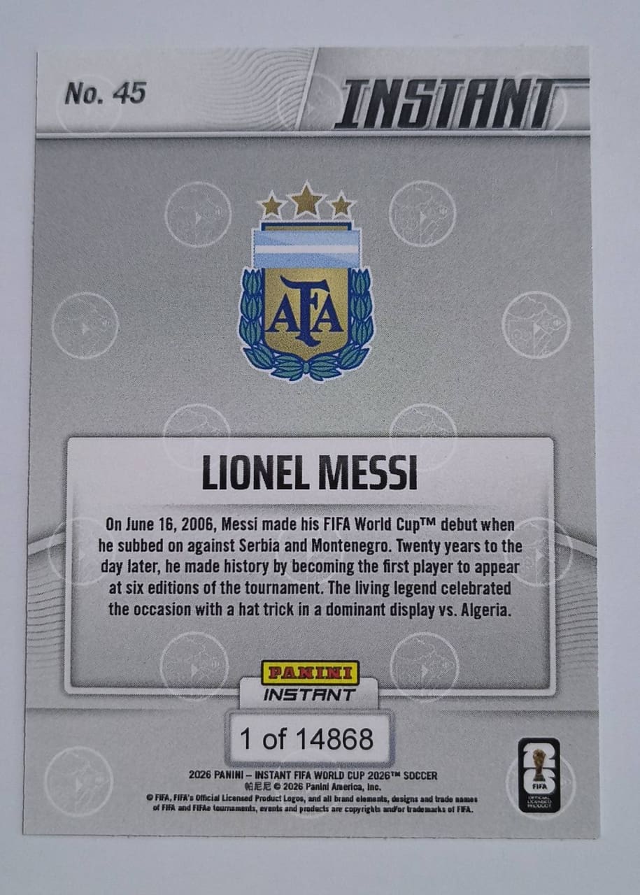 2026 Panini Instant FIFA World Cup Soccer Lionel Messi, foto 2