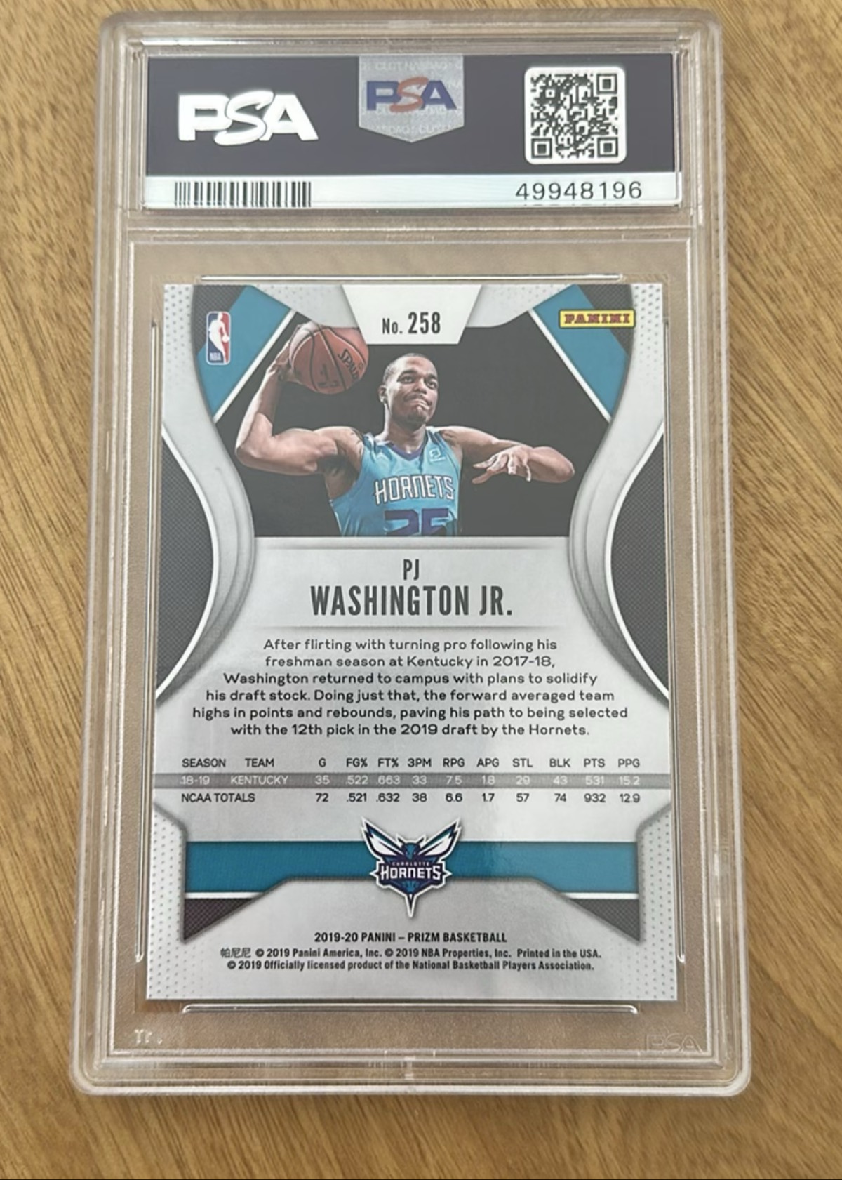 2019-20 Panini Prizm Basketball PJ Washington Jr., foto 2
