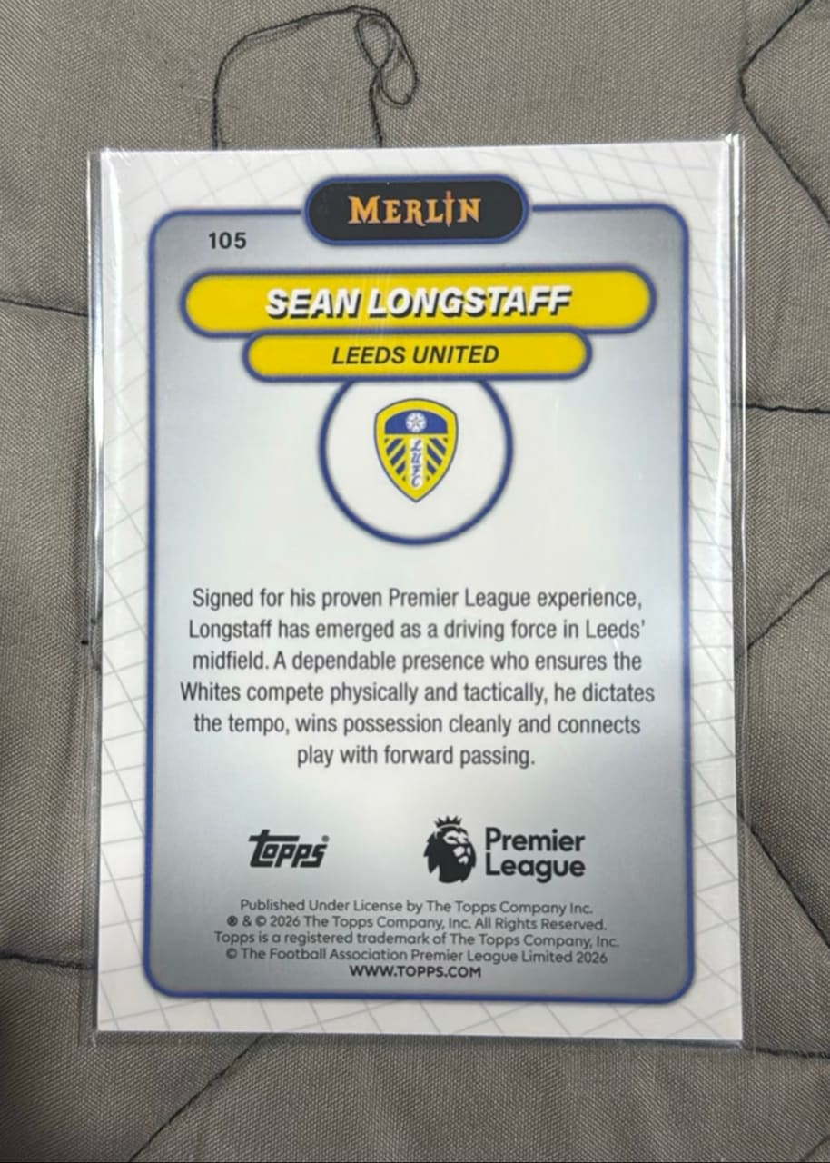 2026 Topps Merlin Premier League Sean Longstaff · Numerada 068/150, foto 2