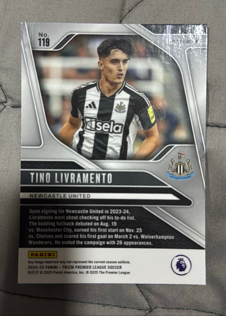 2024-25 Panini Prizm Premier League Soccer Tino Livramento, foto 2
