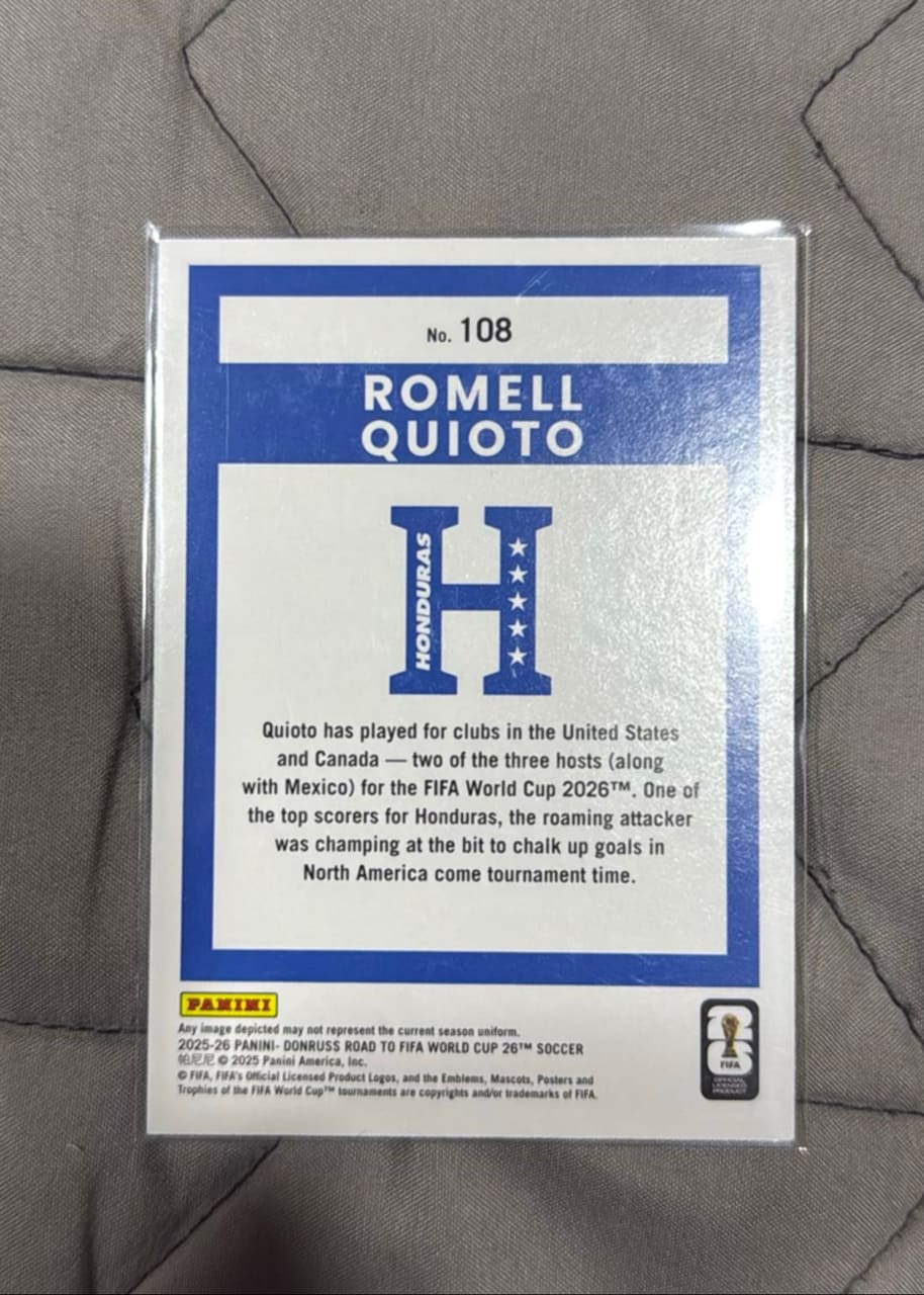 2025-26 Panini Donruss Road to FIFA World Cup 26 Soccer Romell Quioto, foto 2