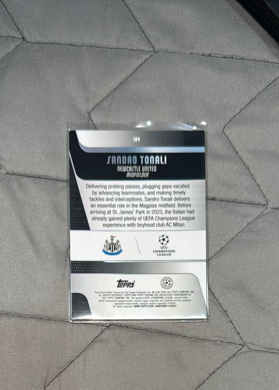 2023 Topps Chrome UEFA Champions League Sandro Tonali, foto 2