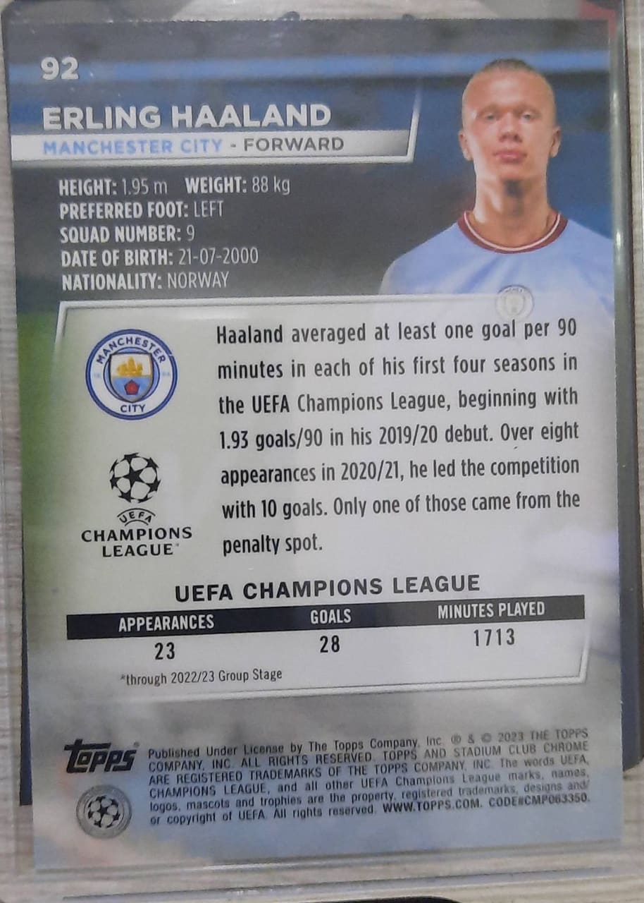 2023 Topps Stadium Club Chrome Erling Haaland, foto 2