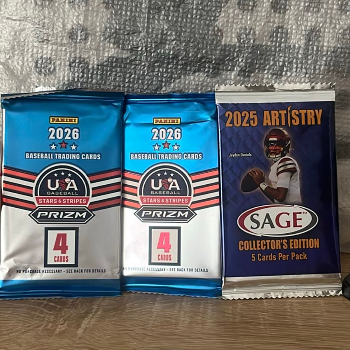 2x 2026 Panini USA Stars & Stripes Prizm Baseball + 1x 2025 SAGE Artistry Football