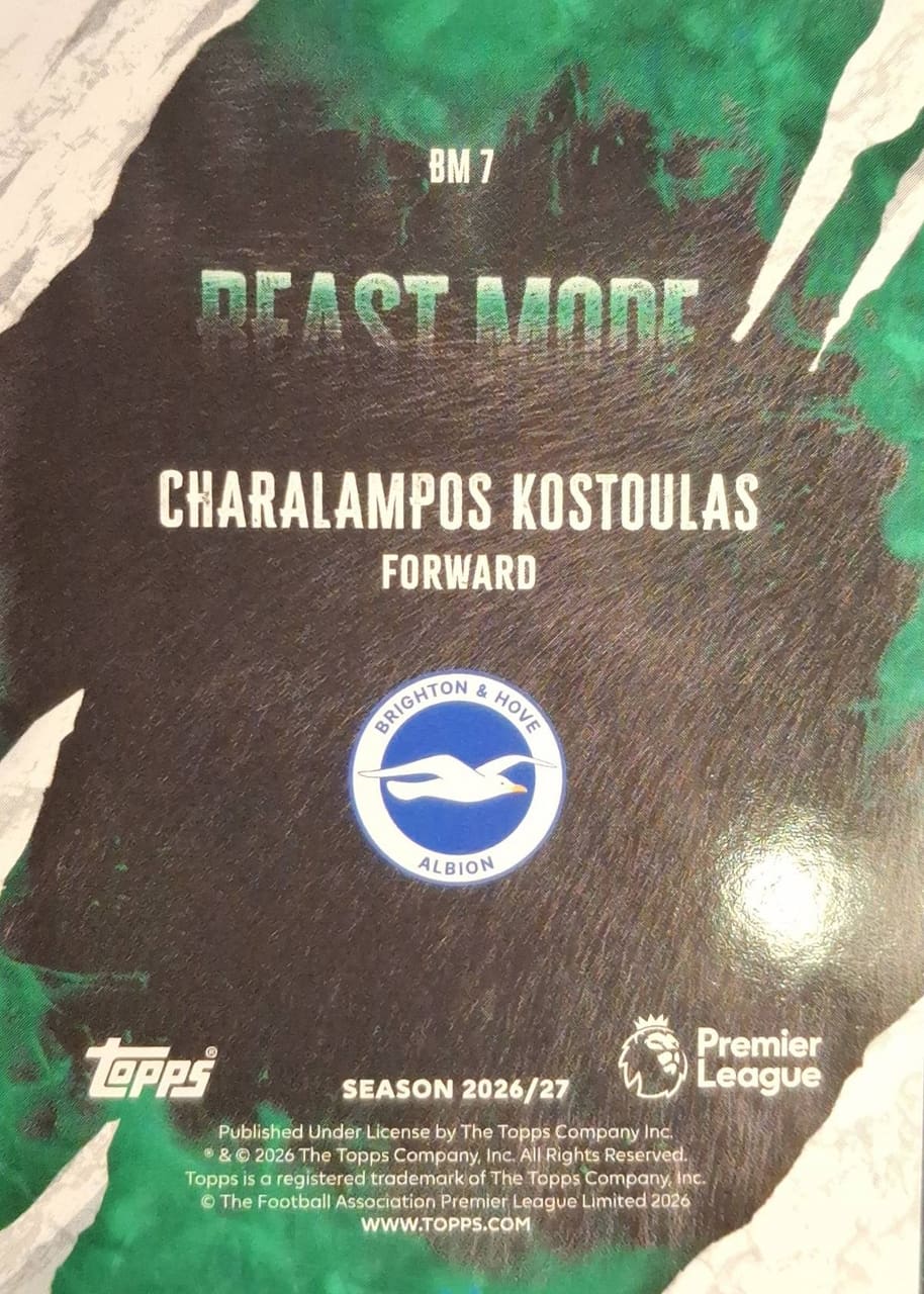 2026-27 Topps Premier League Beast Mode Charalampos Kostoulas, foto 2