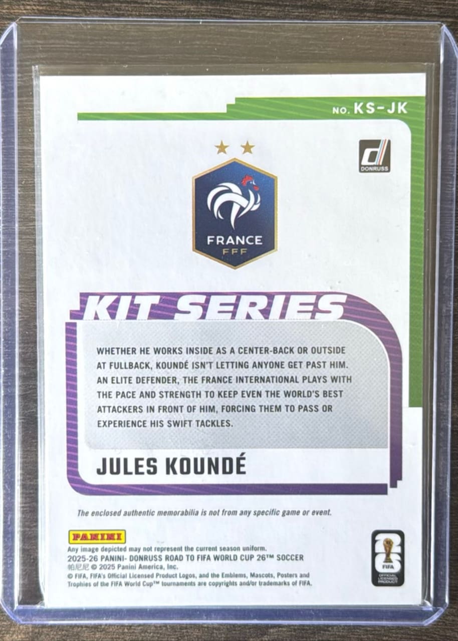 2025-26 Panini Donruss Road to FIFA World Cup 26 Soccer Jules Koundé, foto 2