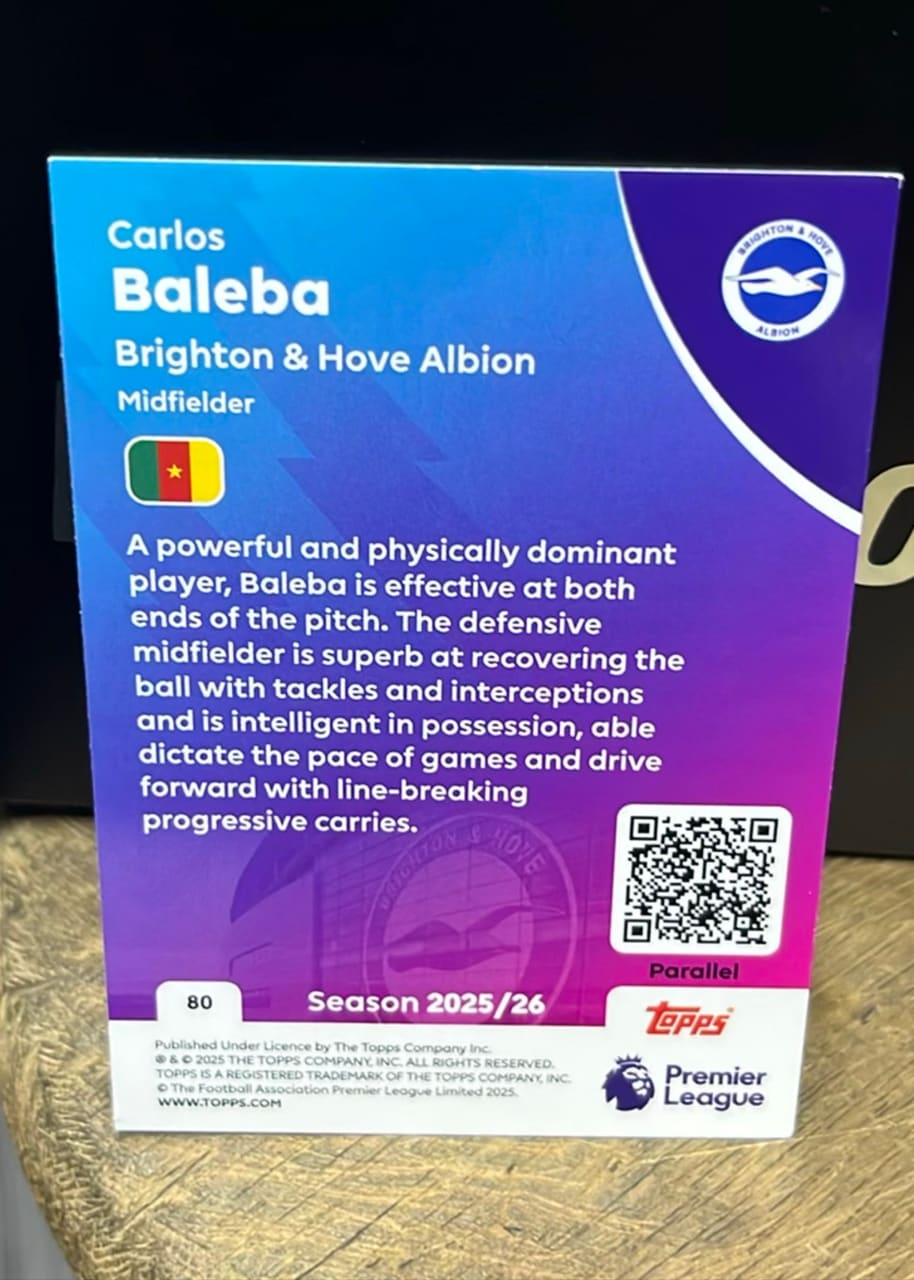 2025-26 Topps Premier League Carlos Baleba, foto 2