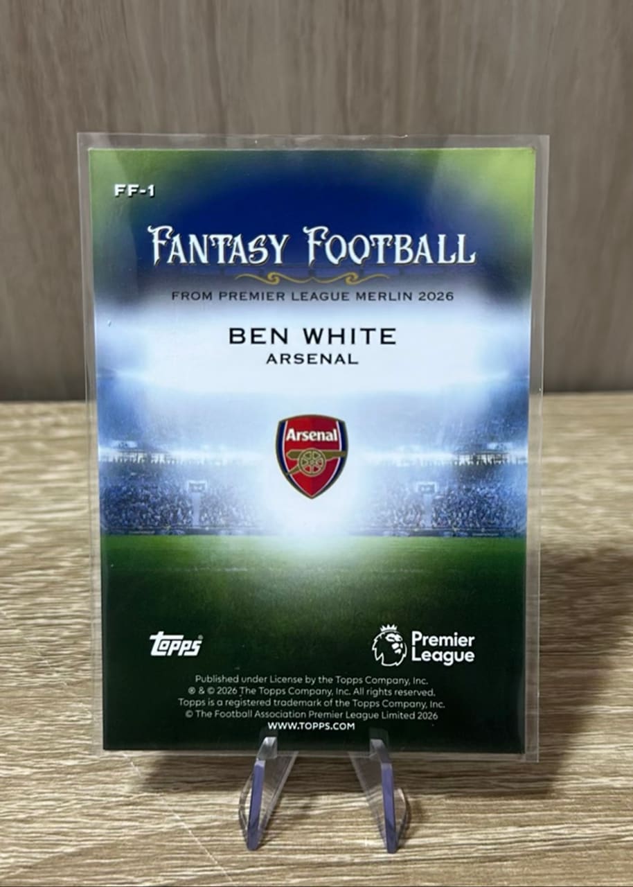 Ben White Fantasy Football Refractor -2026 Merlin Premier League #FF-1 Arsenal, foto 2