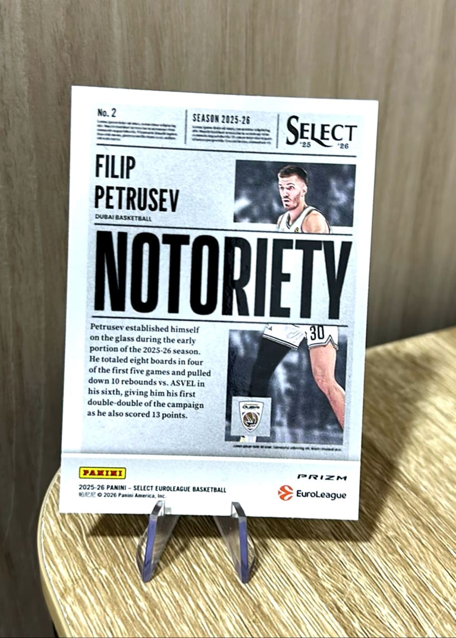 2025-26 Panini Select EuroLeague Basketball Filip Petrusev, foto 2