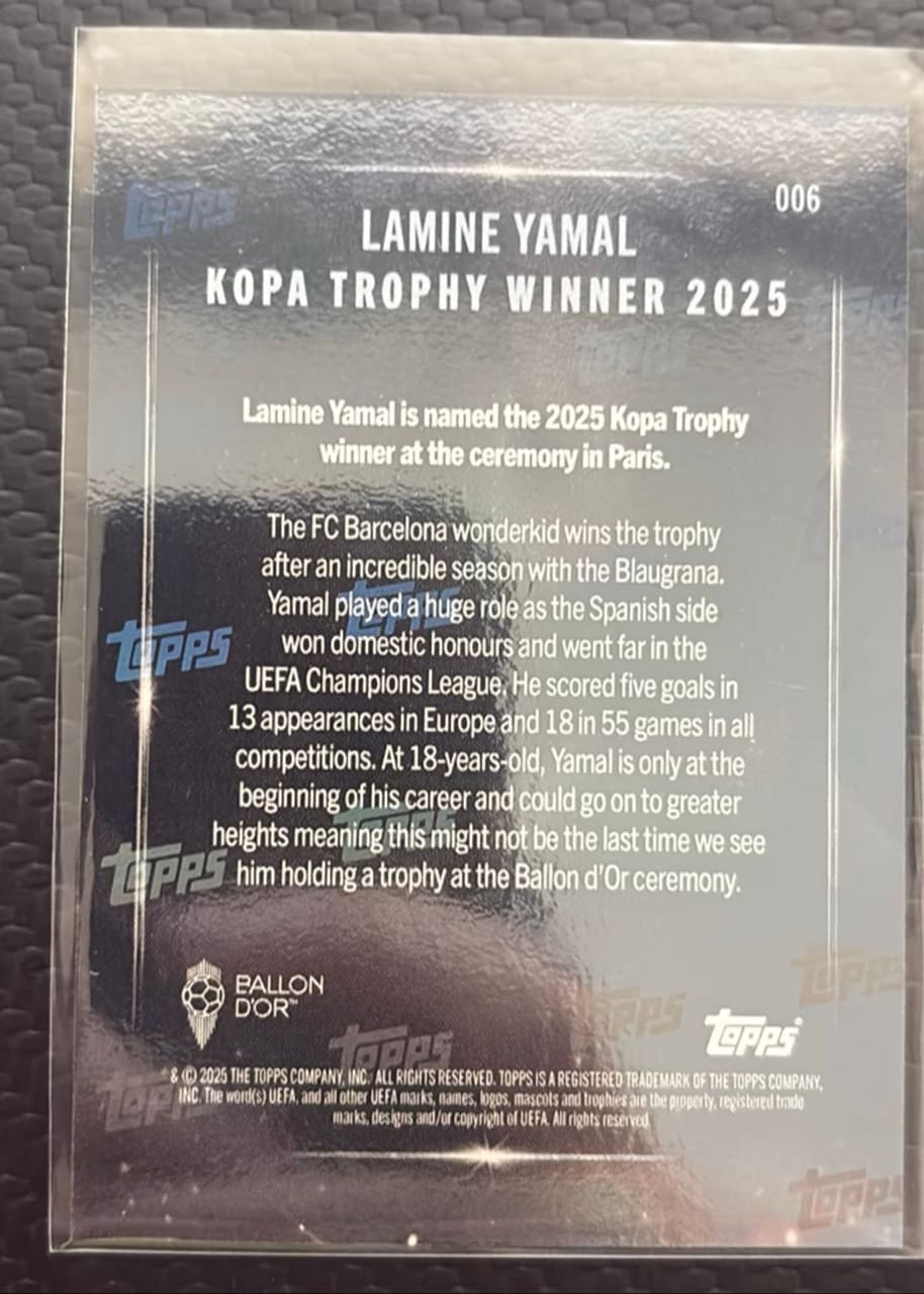 2025 Topps Now Kopa Trophy Winner Lamine Yamal, foto 2