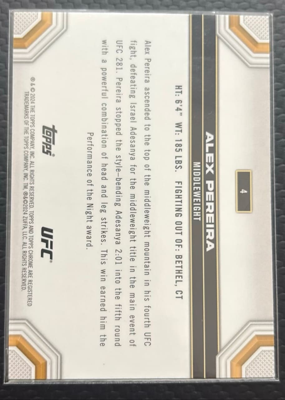 2024 Topps Chrome UFC Alex Pereira · Numerada 119/150, foto 2