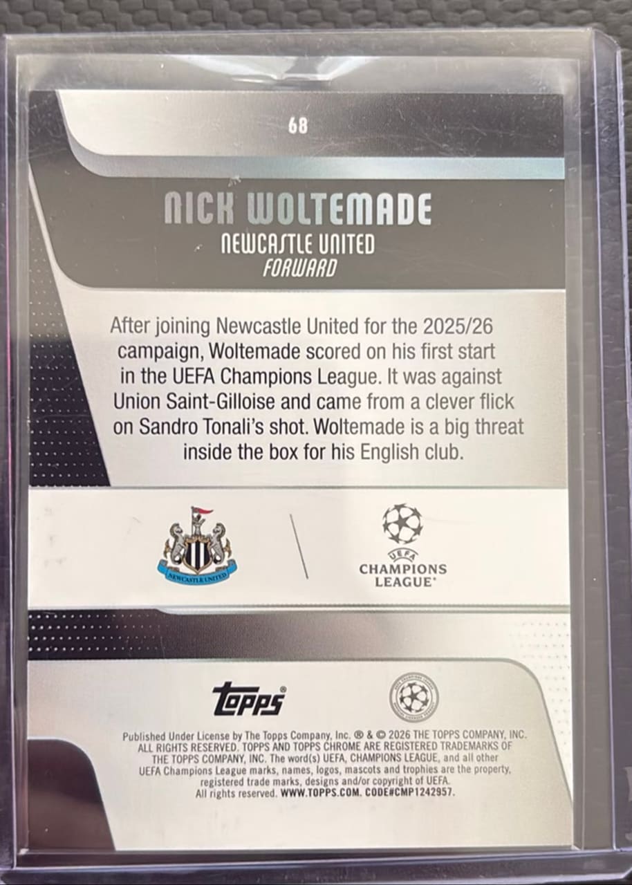 2025-26 Topps Chrome UEFA Champions League Nick Woltermade · Numerada 008/199, foto 2