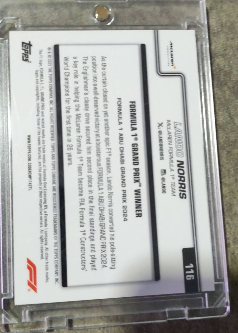 2024 Topps Chrome Formula 1 Grand Prix Winner Lando Norris, foto 2