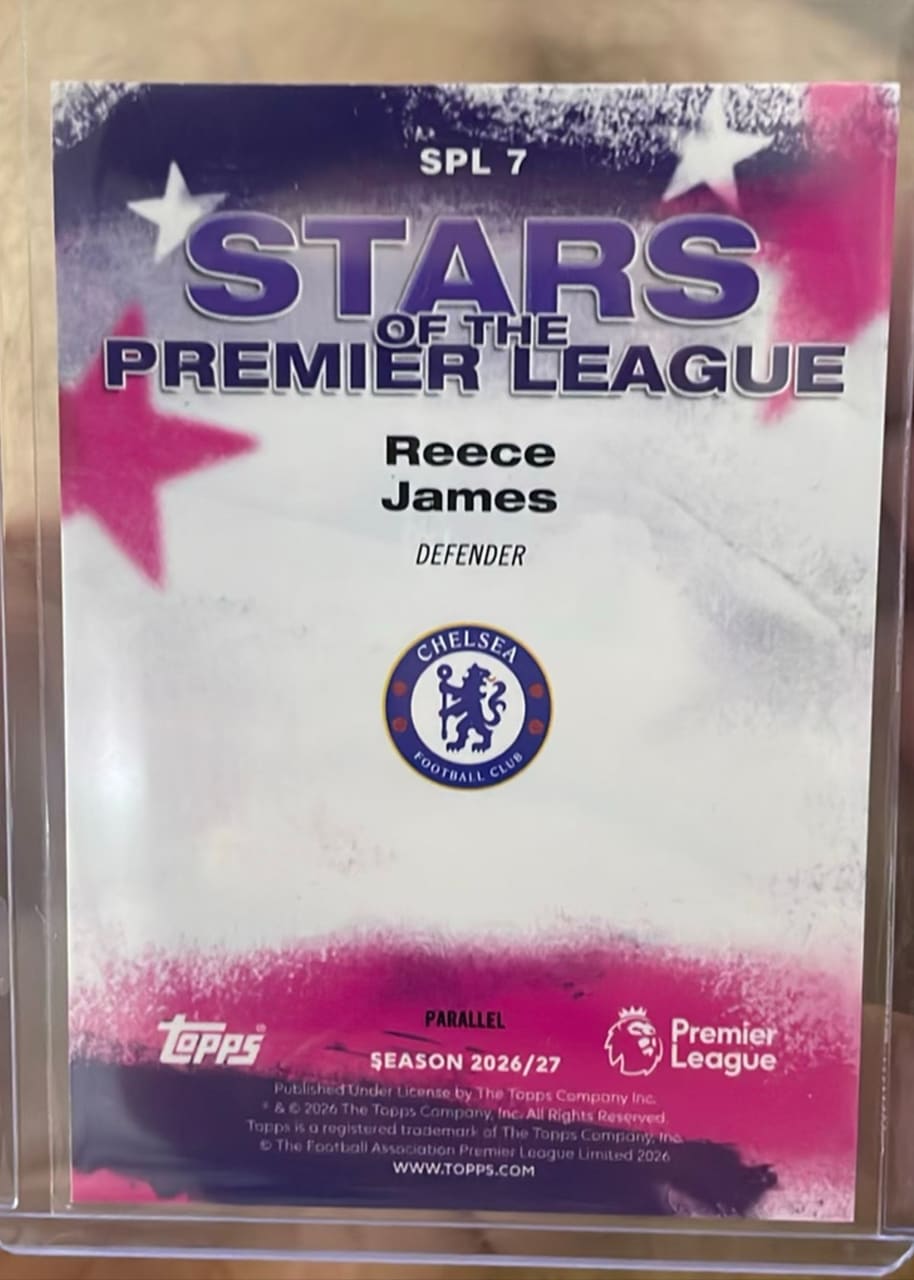 2026-27 Topps Stars of the Premier League Reece James · Numerada 072/199, foto 2