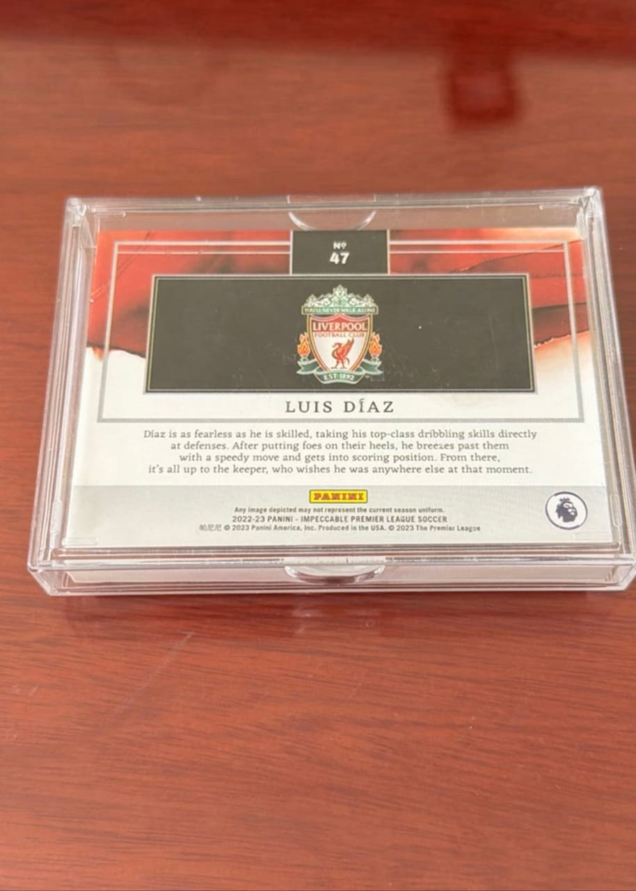 2022-23 Panini Impeccable Premier League Soccer Luis Díaz, foto 2
