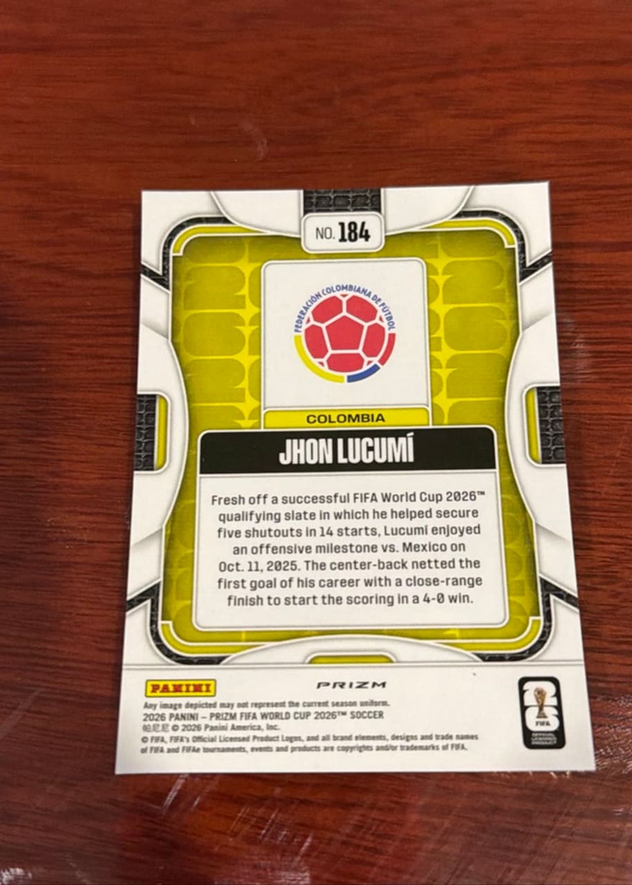 2026 Panini Prizm FIFA World Cup Soccer Jhon Lucumí, foto 2